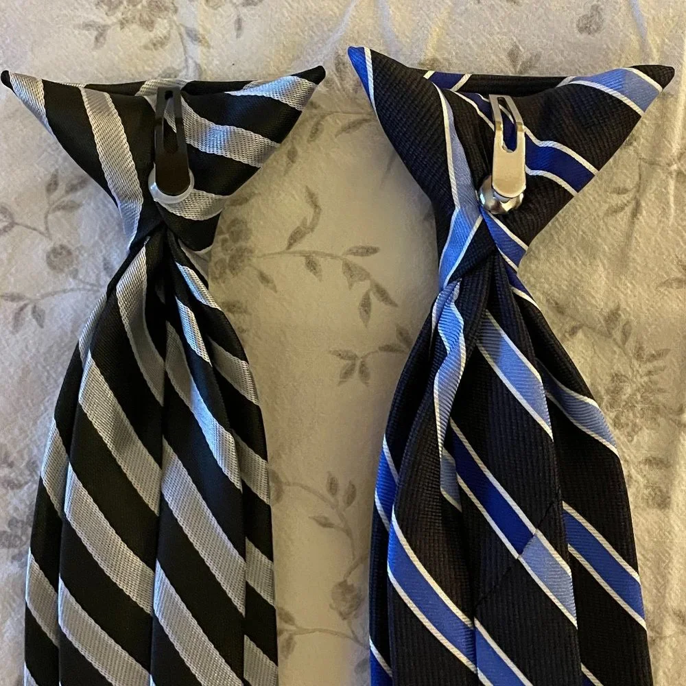 Lot of 1 Boy's Brown Belt and 2 Clip-On Ties (1 Silk, 1 Polyester)